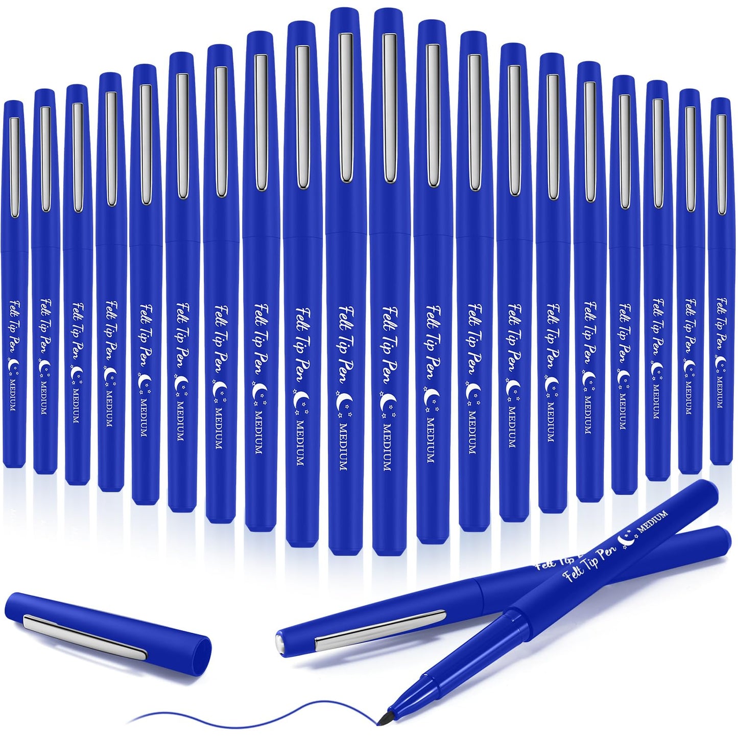 Fuyoooo 20 Pcs Felt Tip Pens 0.7mm – Smooth Blue Markers for Journaling, Planning & Art
