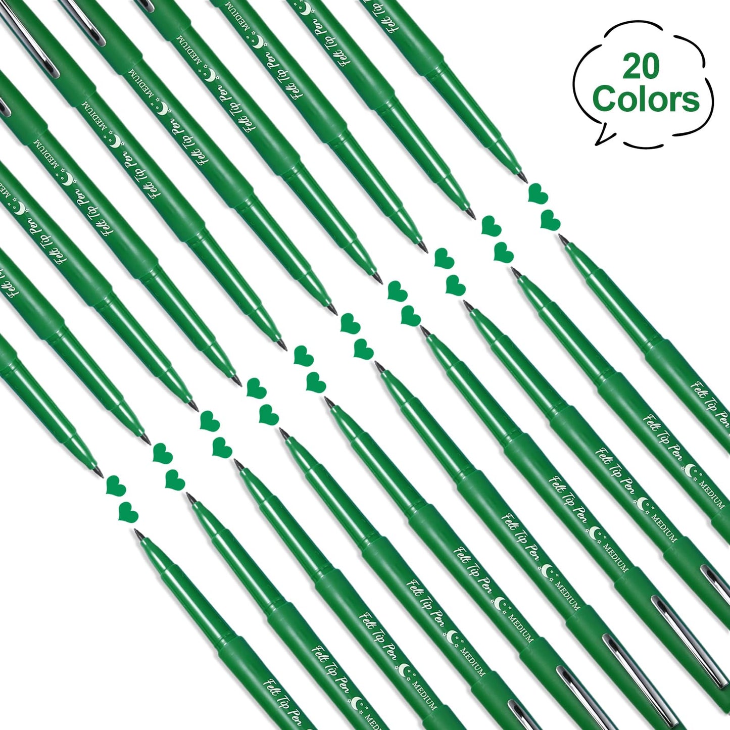 Fuyoooo 20 Pcs Felt Tip Pens 0.7mm – Smooth No-Bleed Markers for Journaling & Planning