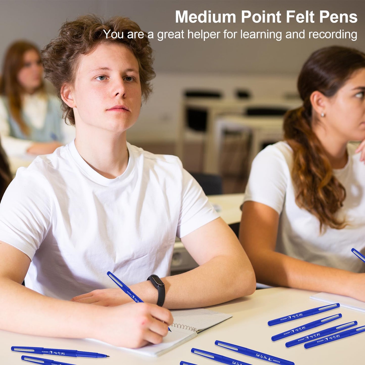 Fuyoooo 20 Pcs Felt Tip Pens 0.7mm – Smooth Blue Markers for Journaling, Planning & Art
