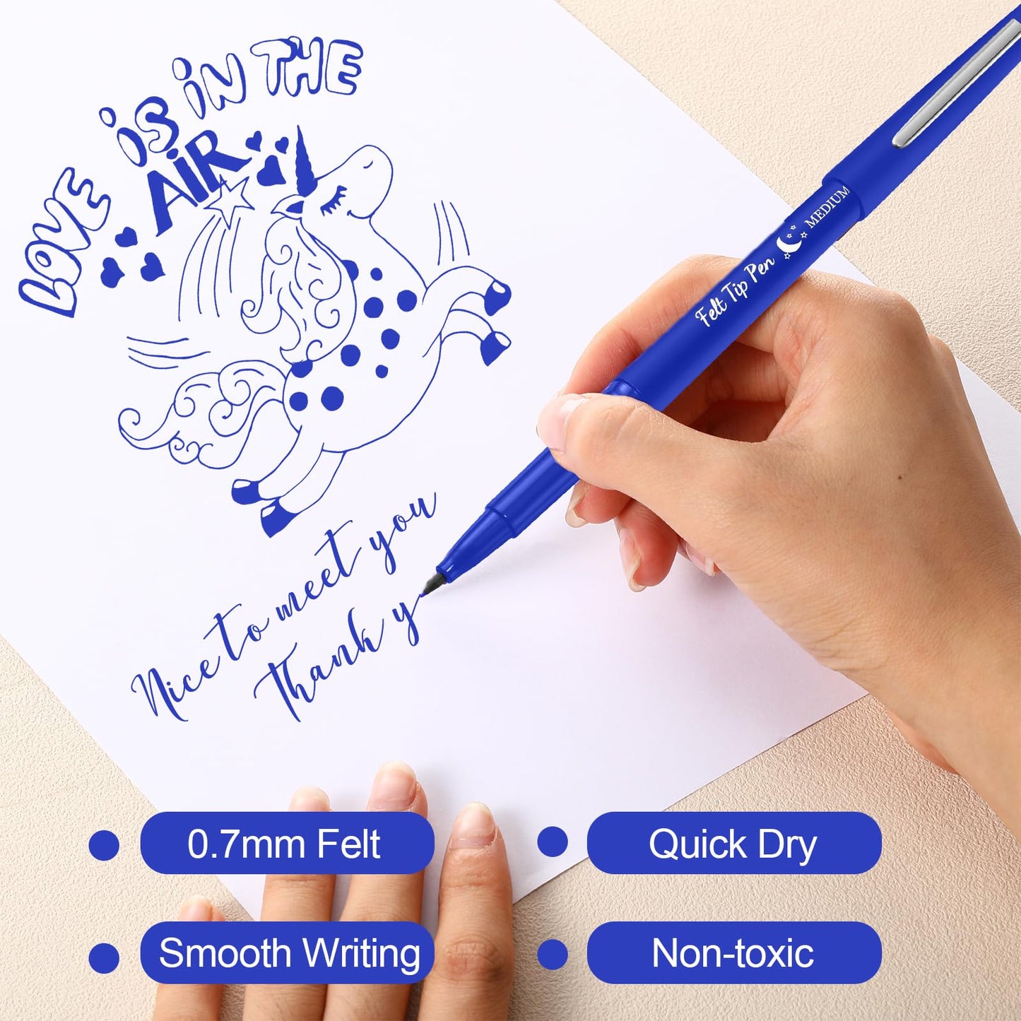 Fuyoooo 20 Pcs Felt Tip Pens 0.7mm – Smooth Blue Markers for Journaling, Planning & Art