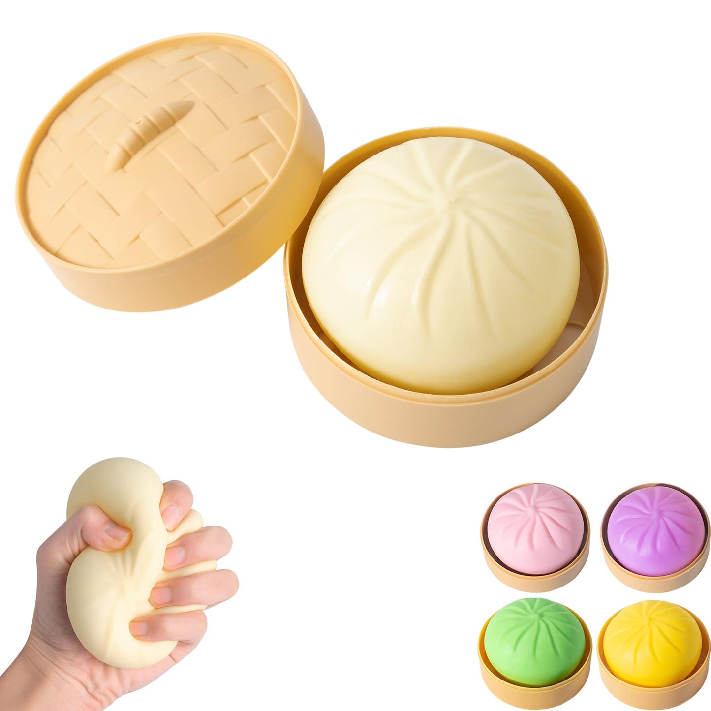 FUYUANLIEV Dumpling Squishy – Mystery Dumpling Box Fidget Toy for Adults & Teens (White)