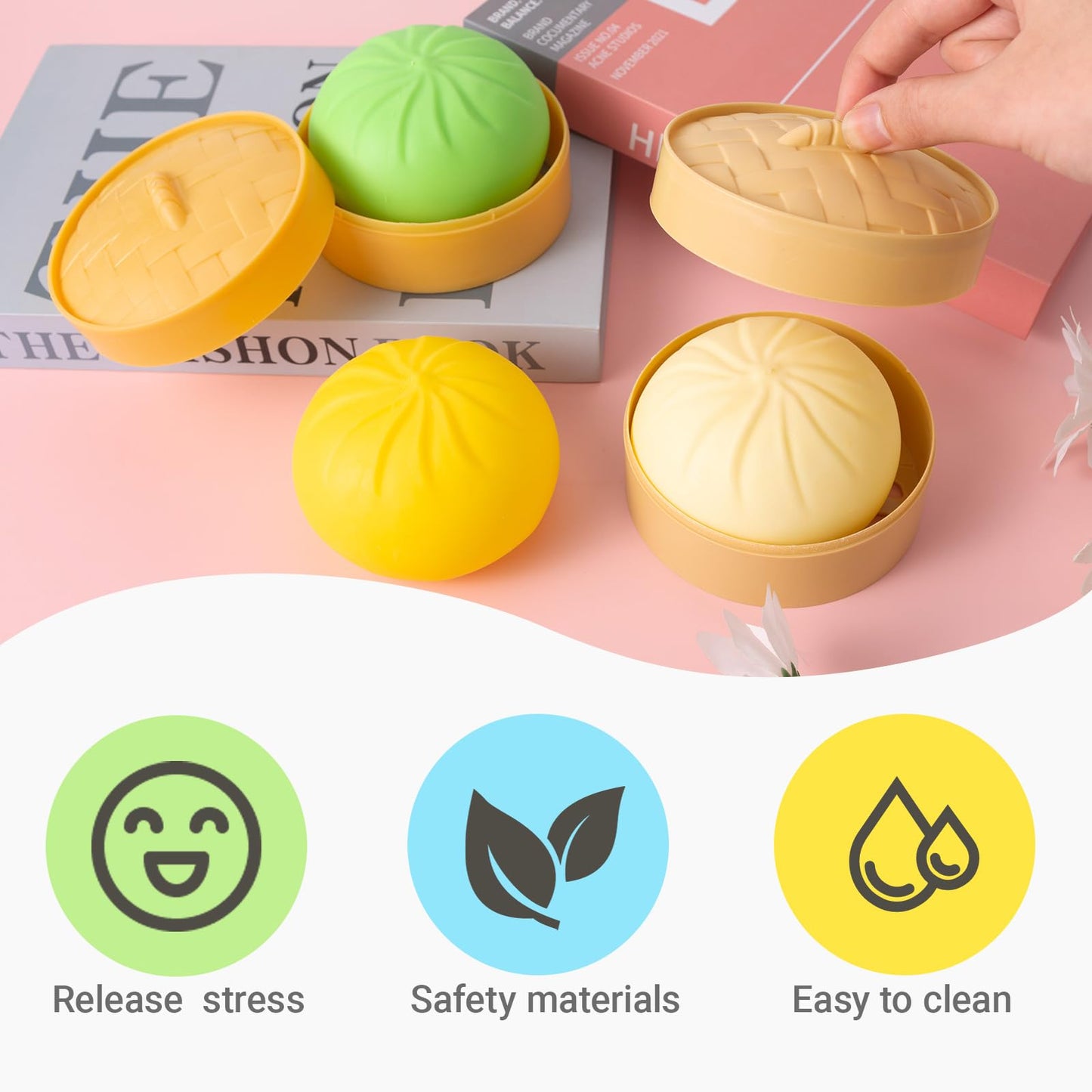 FUYUANLIEV Dumpling Squishy – Mystery Dumpling Box Fidget Toy for Adults & Teens (White)