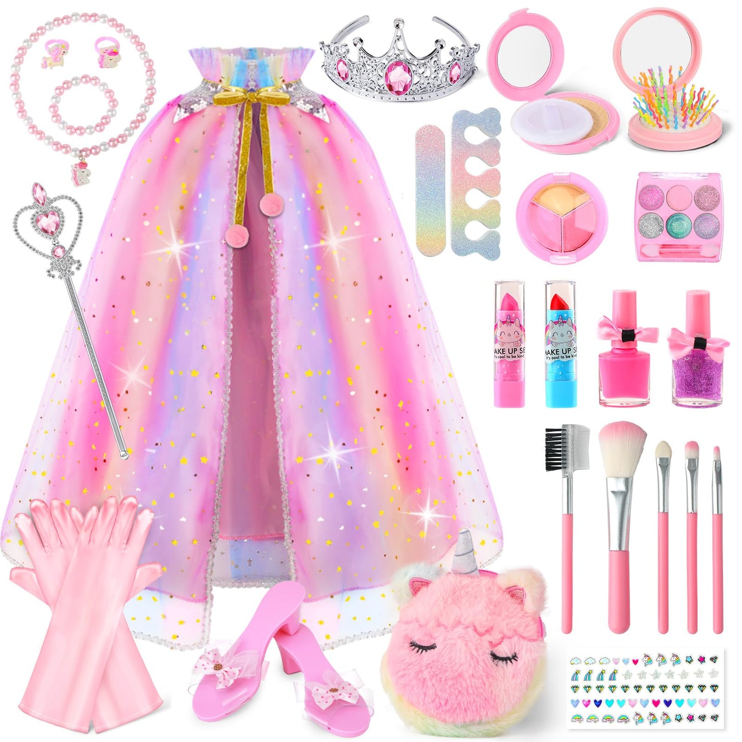 Fuzmo Kids Makeup Kit for Girls 3-6 | Non-Toxic Dress-Up & Princess Set