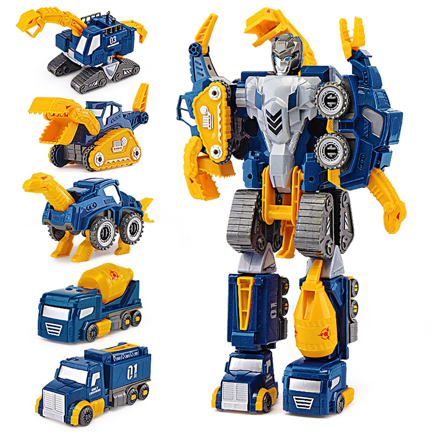 Fuzzy Pixie 5-in-1 Magnetic Construction Cars – Dino & Robot Transform Set for Kids 3-7