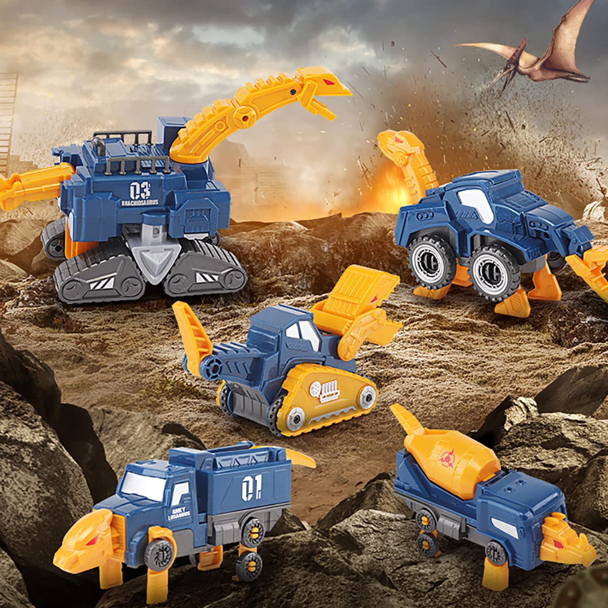 Fuzzy Pixie 5-in-1 Magnetic Construction Cars – Dino & Robot Transform Set for Kids 3-7