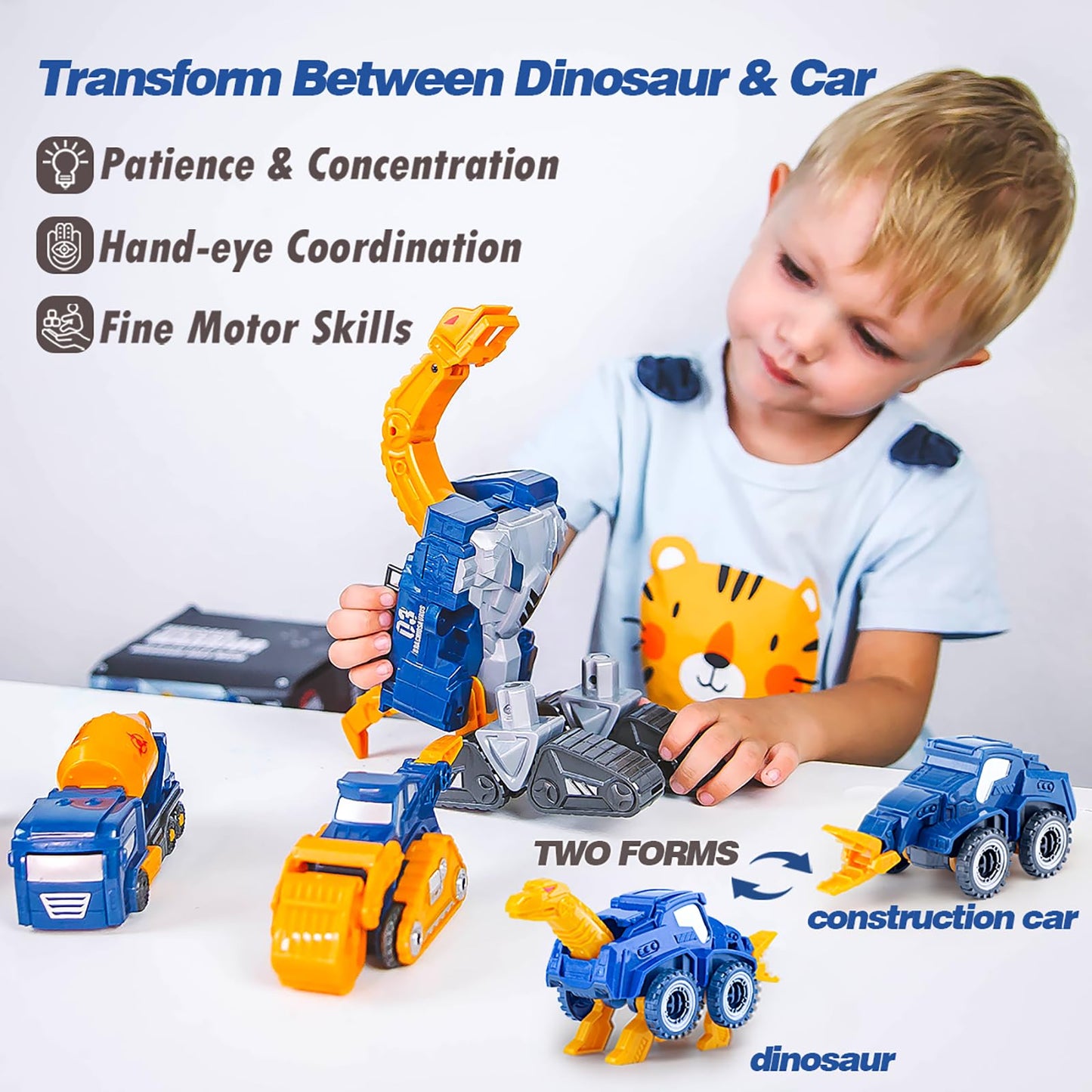 Fuzzy Pixie 5-in-1 Magnetic Construction Cars – Dino & Robot Transform Set for Kids 3-7