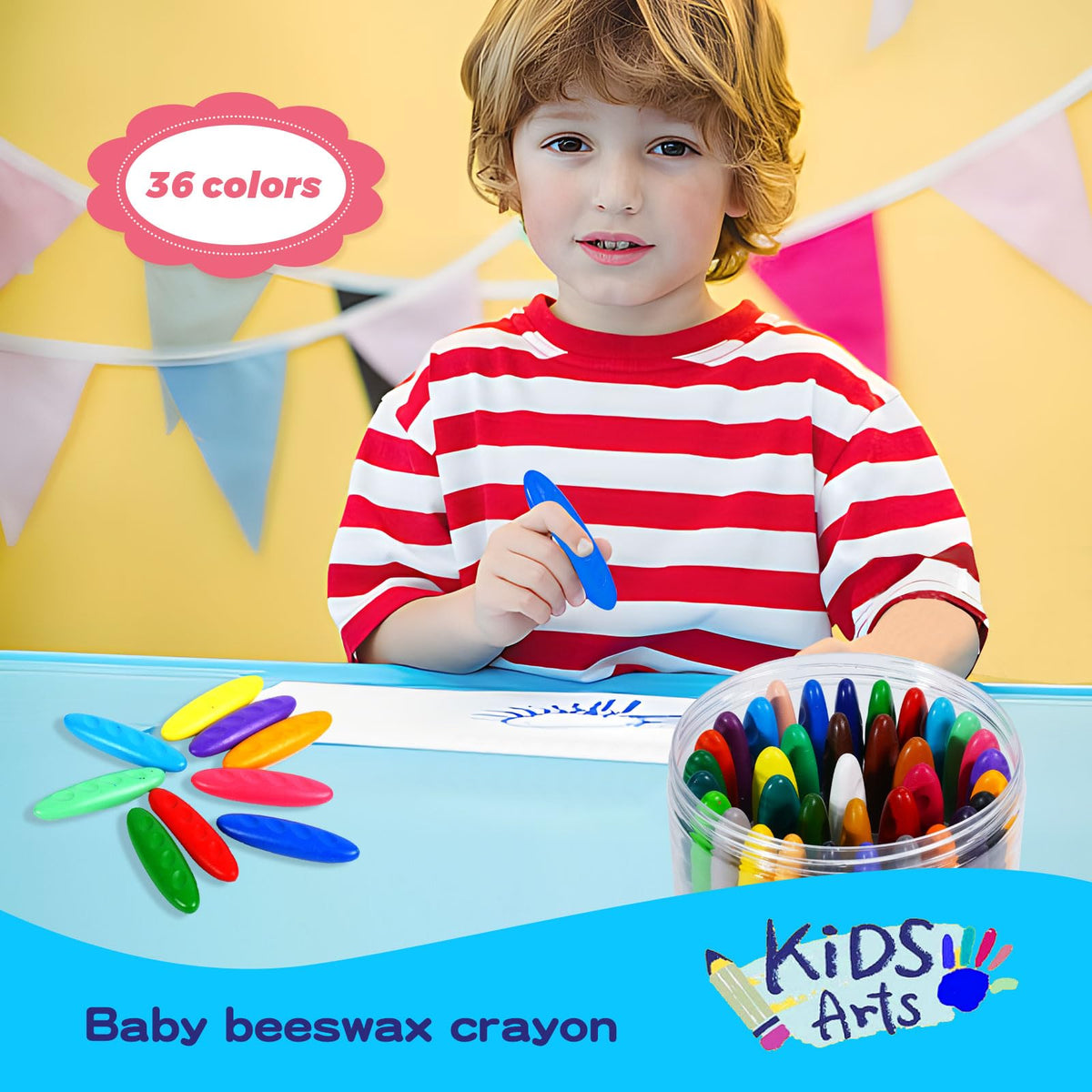 FXYRTKLCZ Peanut Crayons for Kids - 36 Washable Large Peanut-Shaped Crayons
