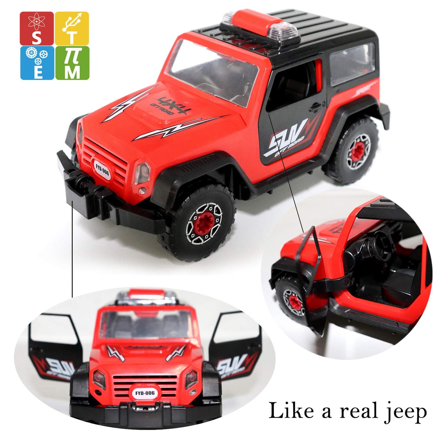 FYD 2in1 Take Apart Jeep Car STEM Kit with Drill | Build, Learn & Play (Ages 3+)