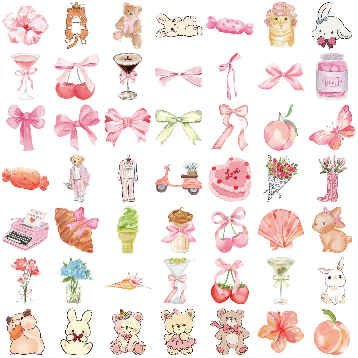 FYFDLLTF 60 Coquette Pink Bows Stickers – Vintage Aesthetic for Laptops & Bottles