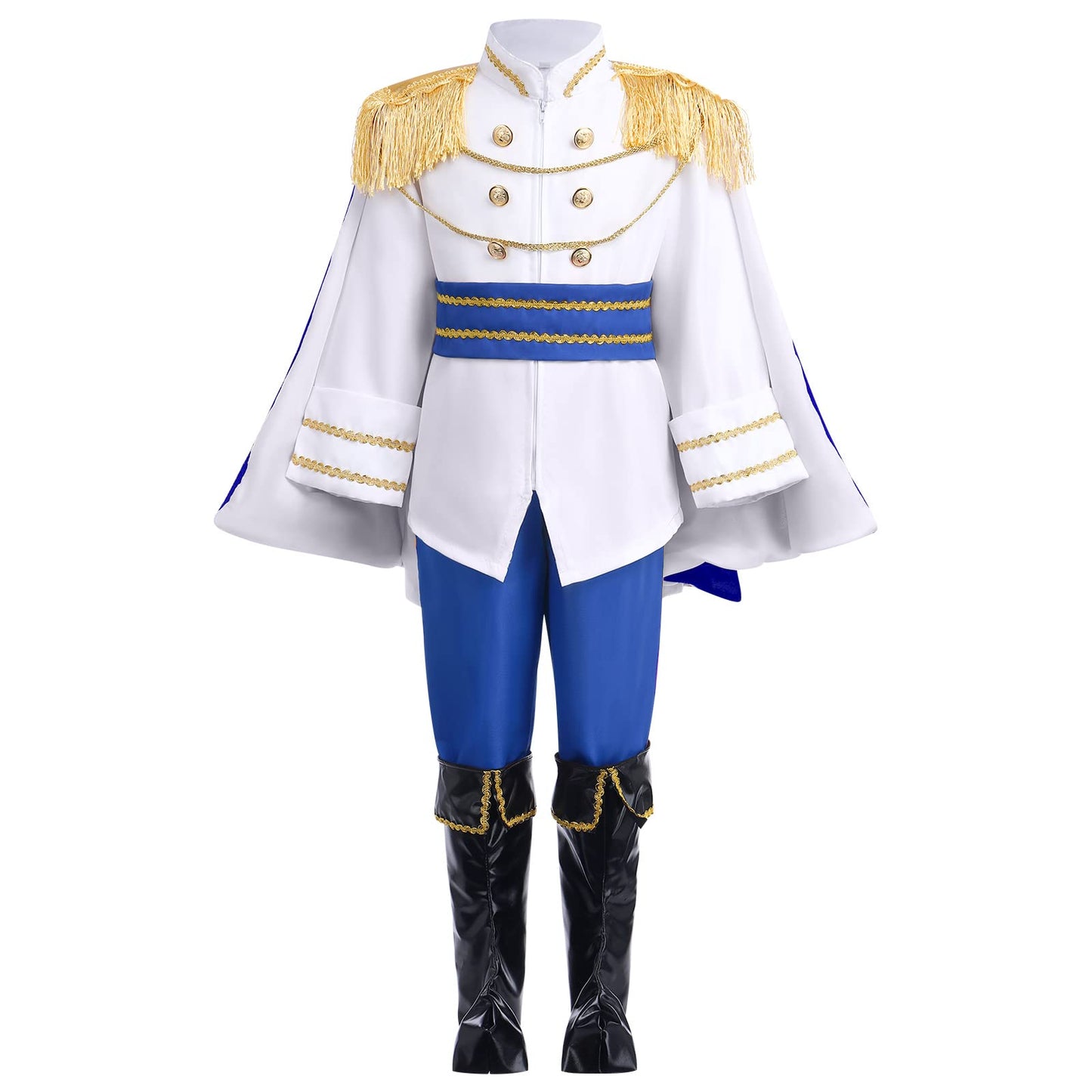 FYMNSI Boys Prince Charming Costume – Deluxe 7-Piece Royal Outfit for Kids 9-10T