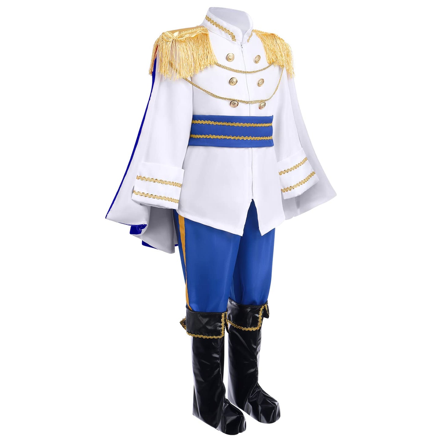 FYMNSI Boys Prince Charming Costume – Deluxe 7-Piece Royal Outfit for Kids 9-10T