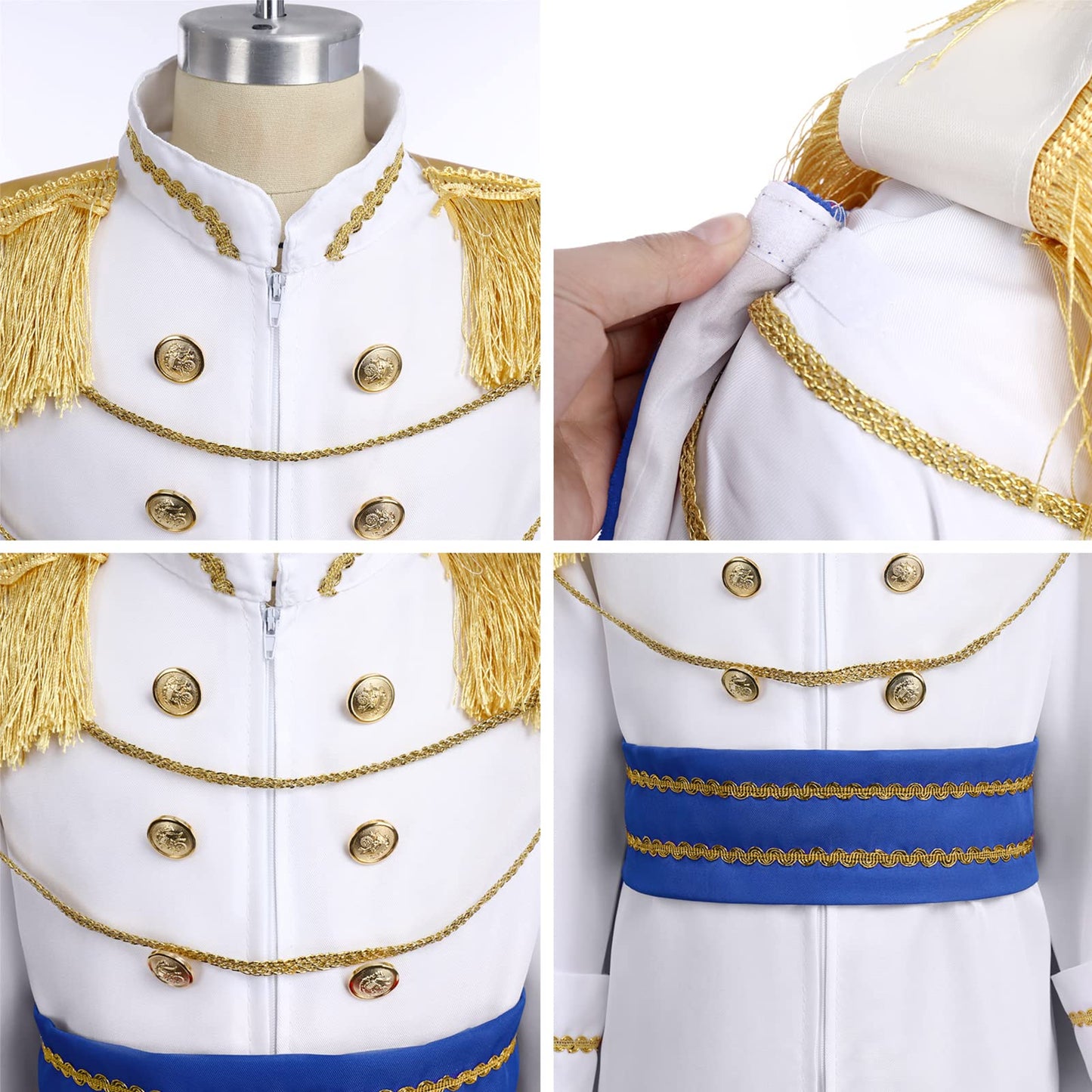 FYMNSI Boys Prince Charming Costume – Deluxe 7-Piece Royal Outfit for Kids 9-10T