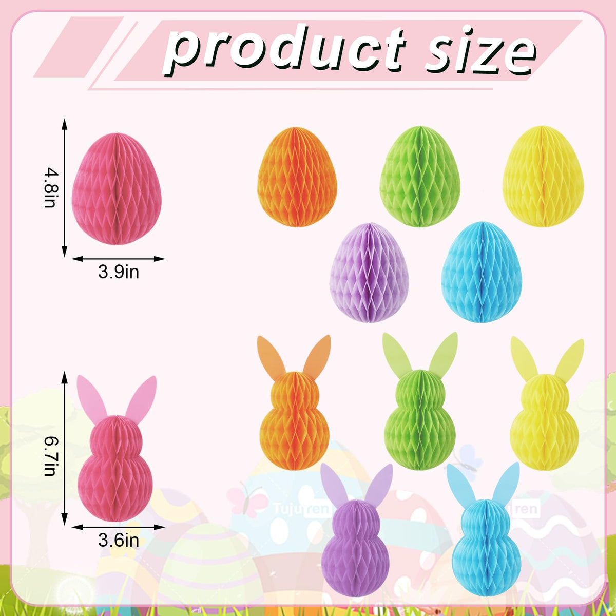 FYSUIMU 12Pcs Easter Honeycomb Hanging Decorations – Pastel Bunny & Egg Centerpieces for Spring
