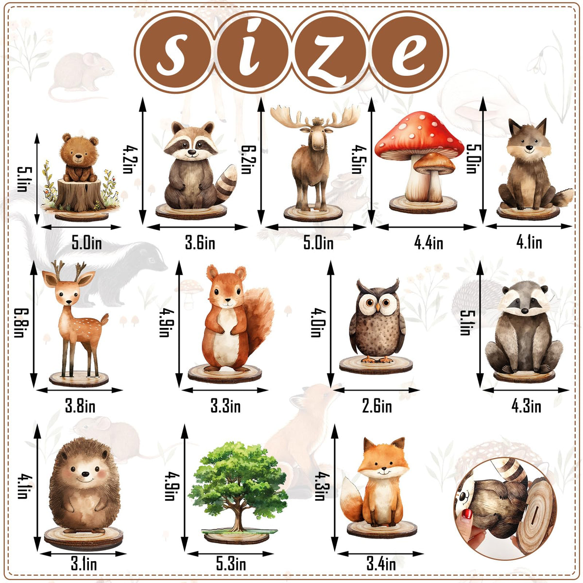 FYSUIMU 12Pcs Forest Animal Wood Table Signs with Base – Farmhouse Tiered Tray Decor