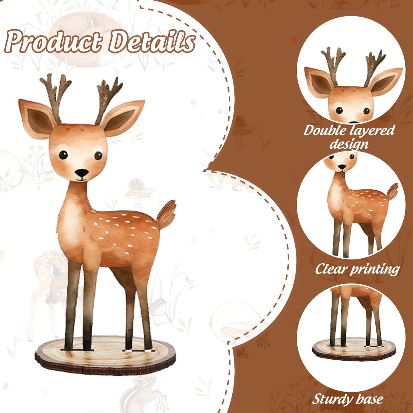 FYSUIMU 12Pcs Forest Animal Wood Table Signs with Base – Farmhouse Tiered Tray Decor