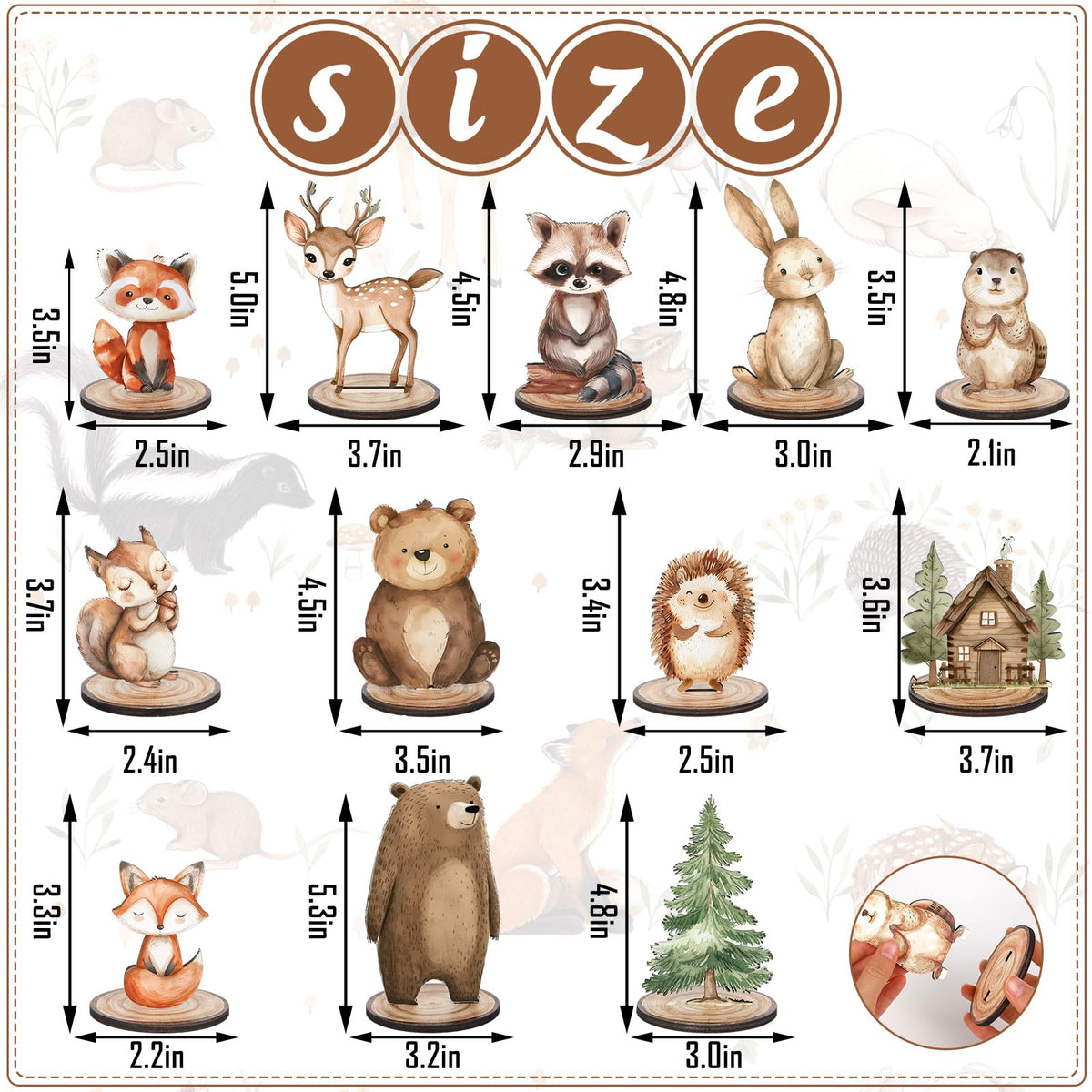 FYSUIMU 12Pcs Woodland Animal Wooden Table Signs – Rustic Tiered Tray Centerpiece Decor