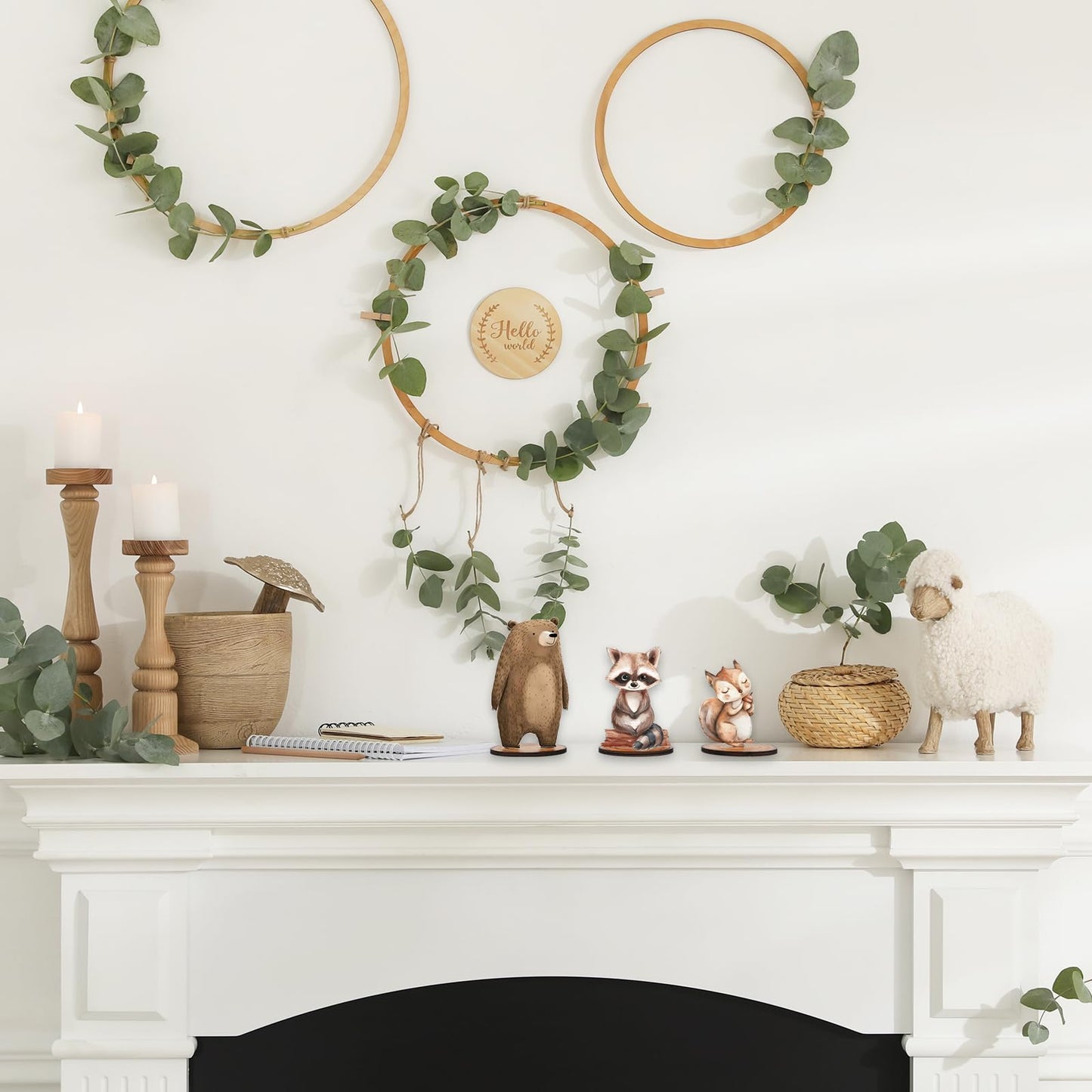 FYSUIMU 12Pcs Woodland Animal Wooden Table Signs – Rustic Tiered Tray Centerpiece Decor