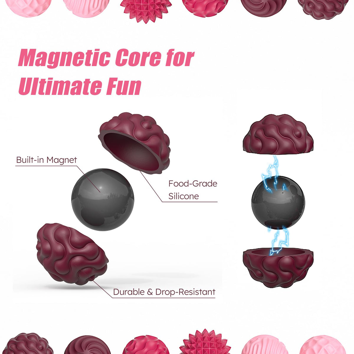 FZChenrry Magnetic Fidget Balls – Silicone Sensory Stress Relief Toy for Adults & Teens