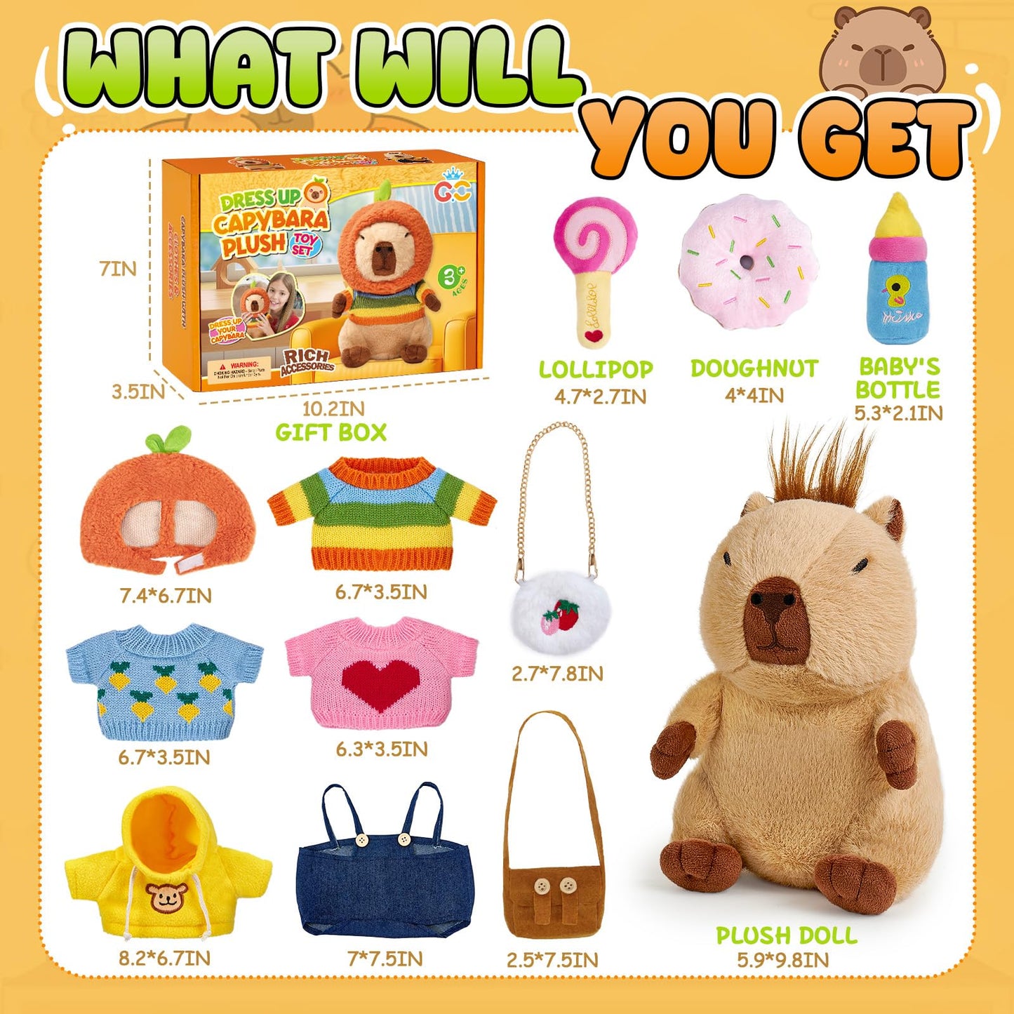 G.C 13 Pcs Plush Toys with Clothes Accessories — Dress Up & Pretend Play for Kids Aged 3-8