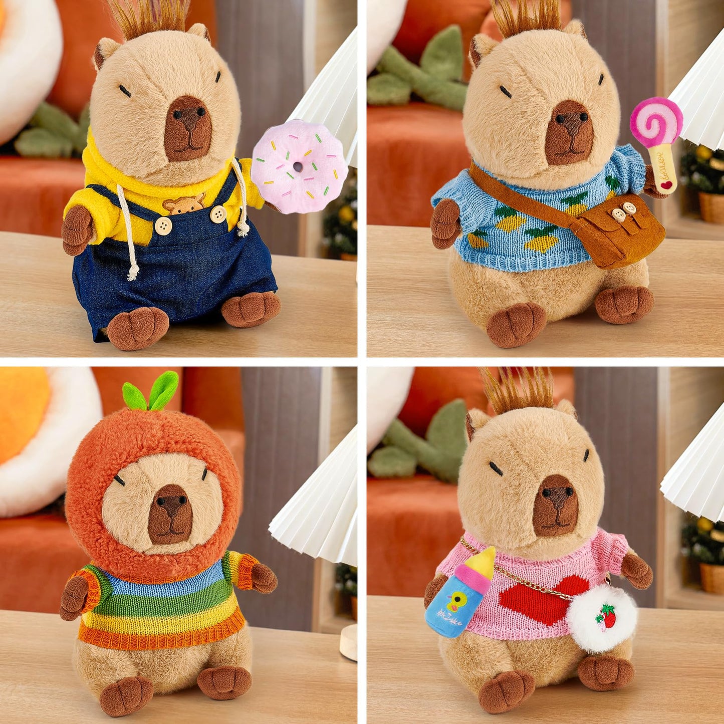 G.C 13 Pcs Plush Toys with Clothes Accessories — Dress Up & Pretend Play for Kids Aged 3-8