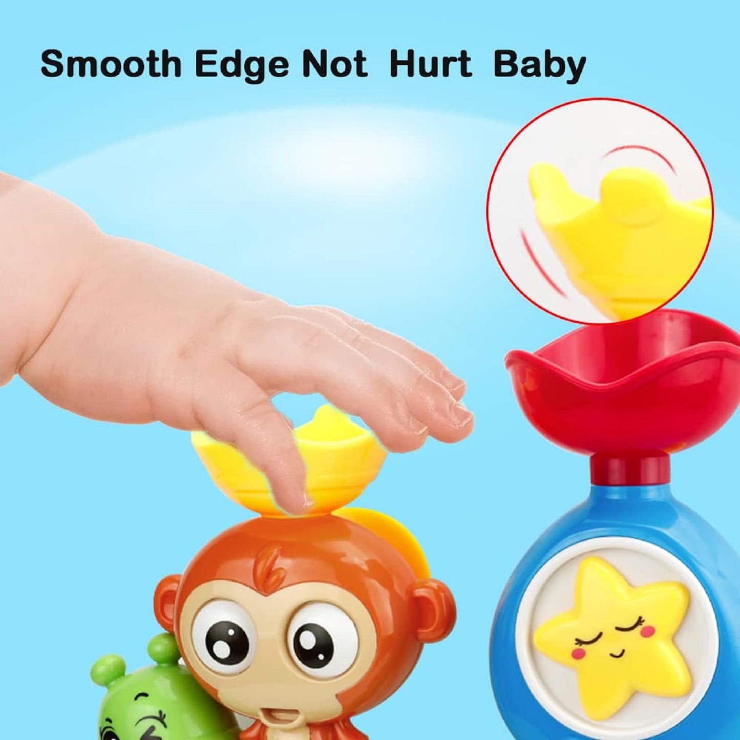 G-WACK Bath Toys for Toddlers 1-3 | Monkey & Caterpillar Interactive Tub Toys with 2 Strong Suction Cups