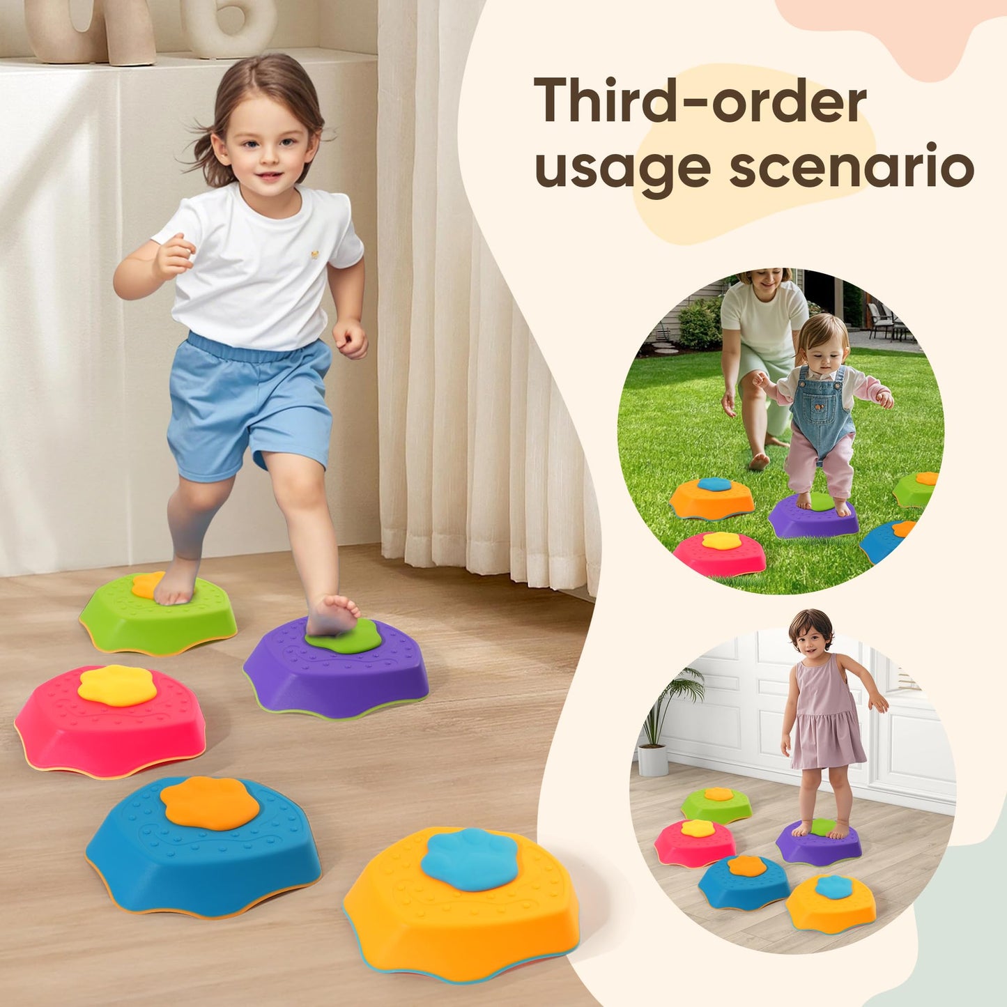 G-WING 5-Pack Stepping Stones with Sound Effects – Balance & Coordination for Toddlers