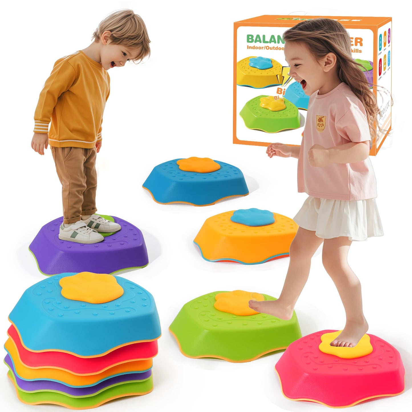 G-WING 5-Pack Stepping Stones with Sound Effects – Balance & Coordination for Toddlers