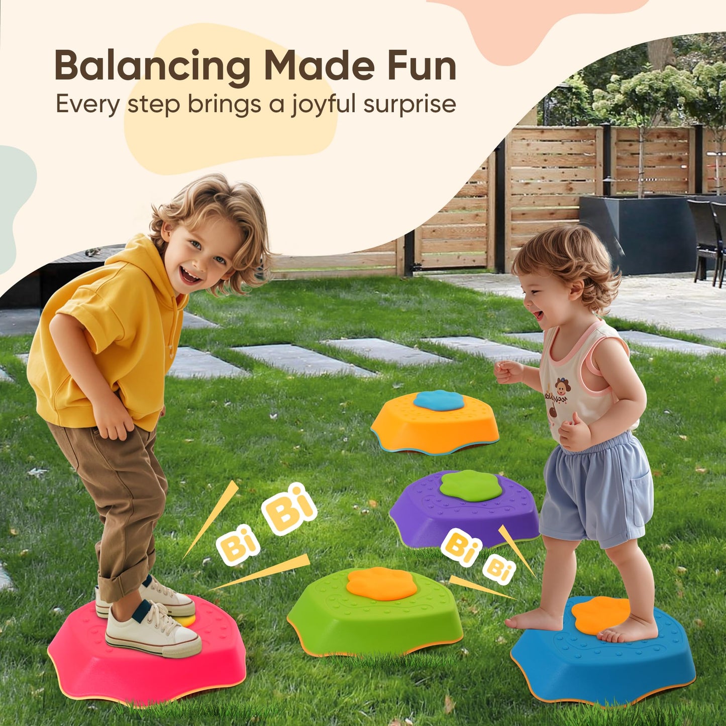 G-WING 5-Pack Stepping Stones with Sound Effects – Balance & Coordination for Toddlers