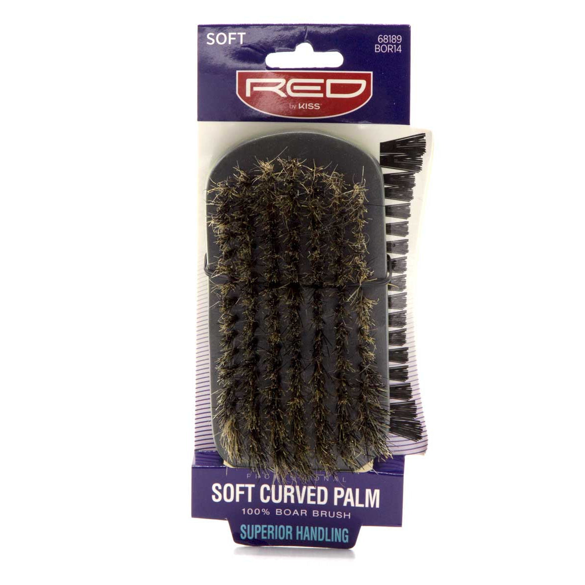 Red by Kiss Professional Soft Curved Palm 100% Boar Brush No.BOR14 – Gentle Detangling & Smoothing for All Hair Types
