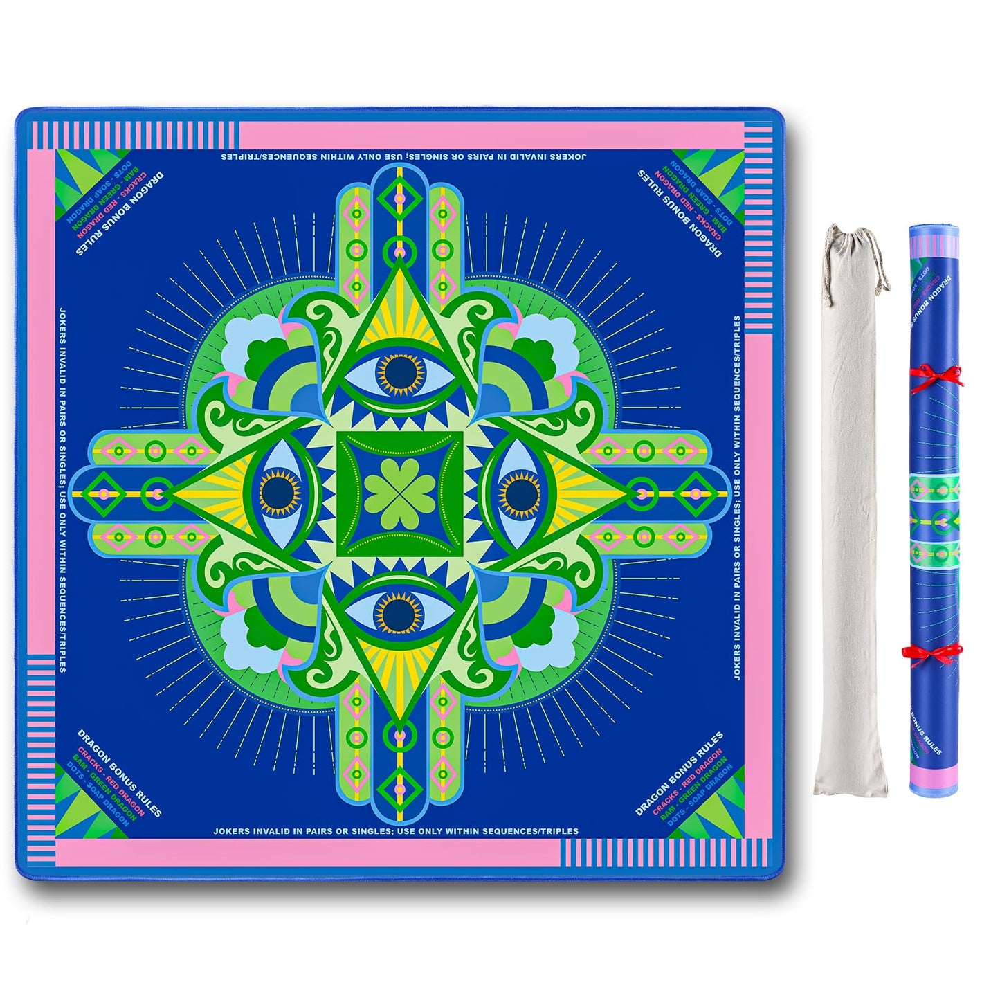 g00d4u Neoprene Mahjong Mat with Rules – 33x33, No Creases, Anti-Slip & Quiet Play