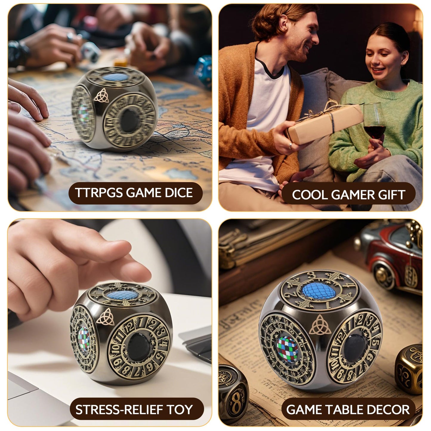 g00d4u Metal DND Spinner Dice – 7-in-1 Dragon Egg Relief for D&D & RPGs (Black Copper)