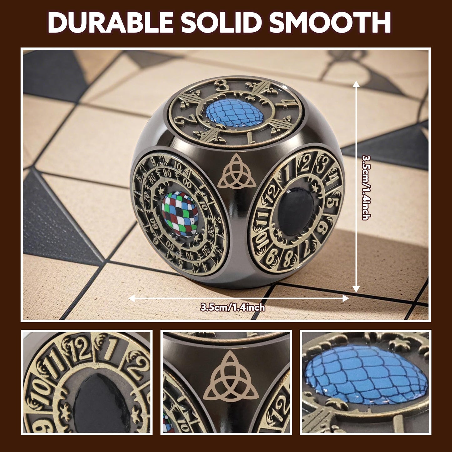 g00d4u Metal DND Spinner Dice – 7-in-1 Dragon Egg Relief for D&D & RPGs (Black Copper)