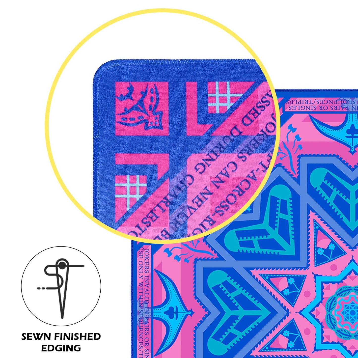 g00d4u Neoprene Mahjong Mat 33x33 – No Creases, Anti-Slip, Learning Surface (Pink/Blue)