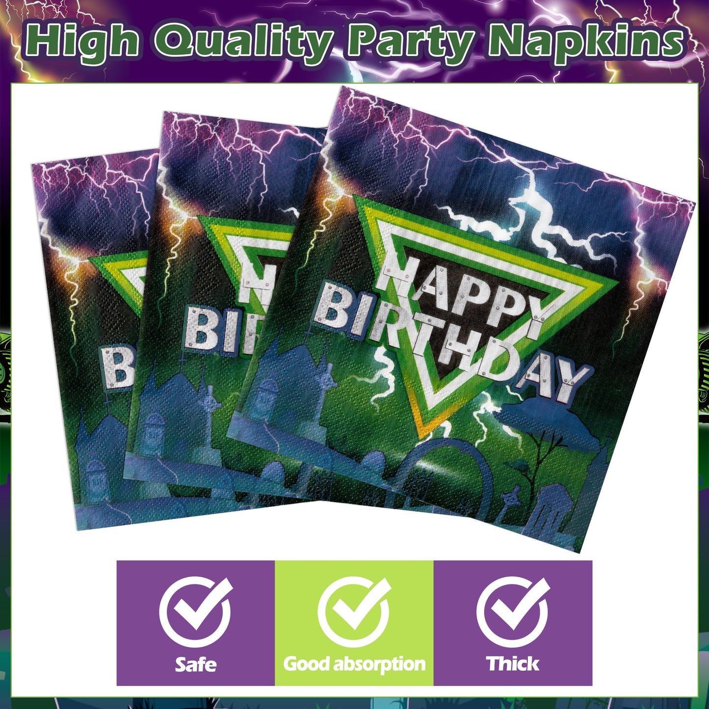 G1ngtar Monster Truck Party Supplies – 96pc Plates, Napkins & Forks (Serves 24)