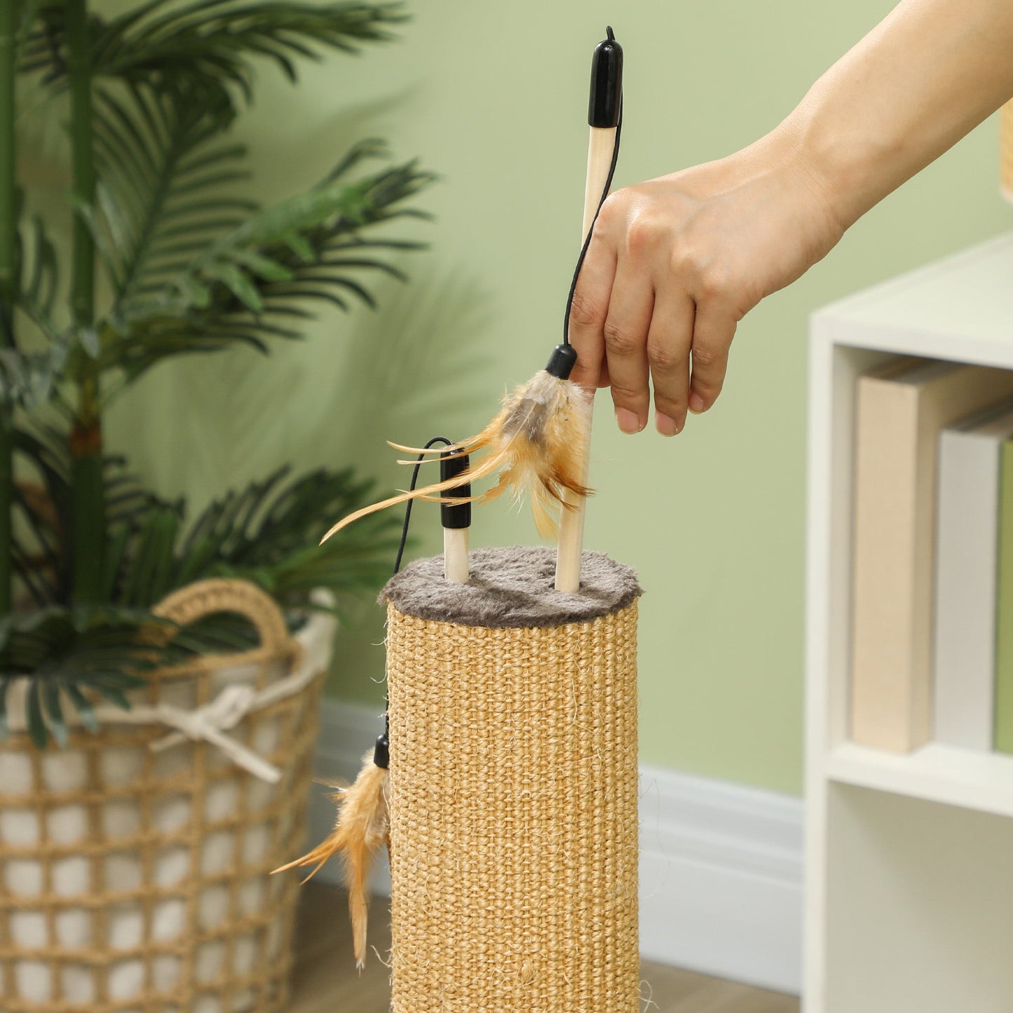 PawHut 78cm Tall Cat Scratching Post with 3 Toy Feathers