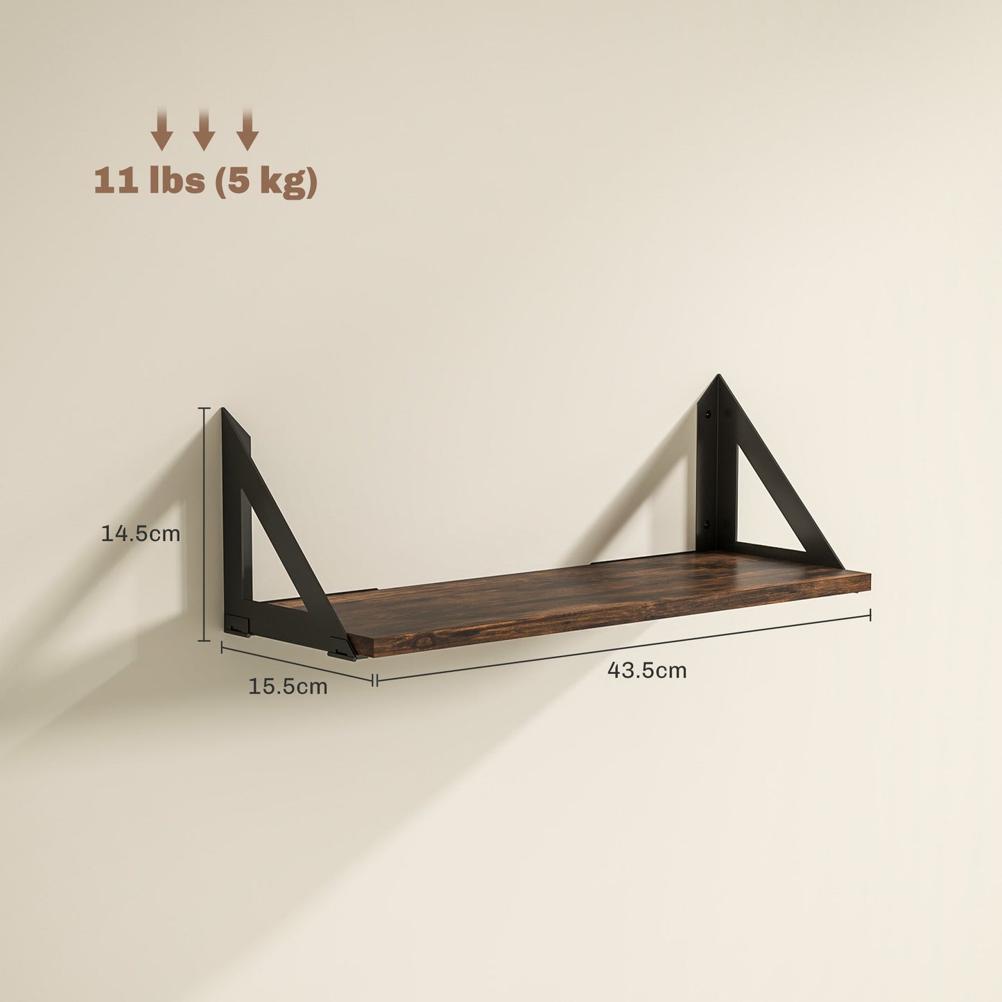 HOMCOM Set of 3 Vintage Wall Shelves for Living Room Rustic Brown