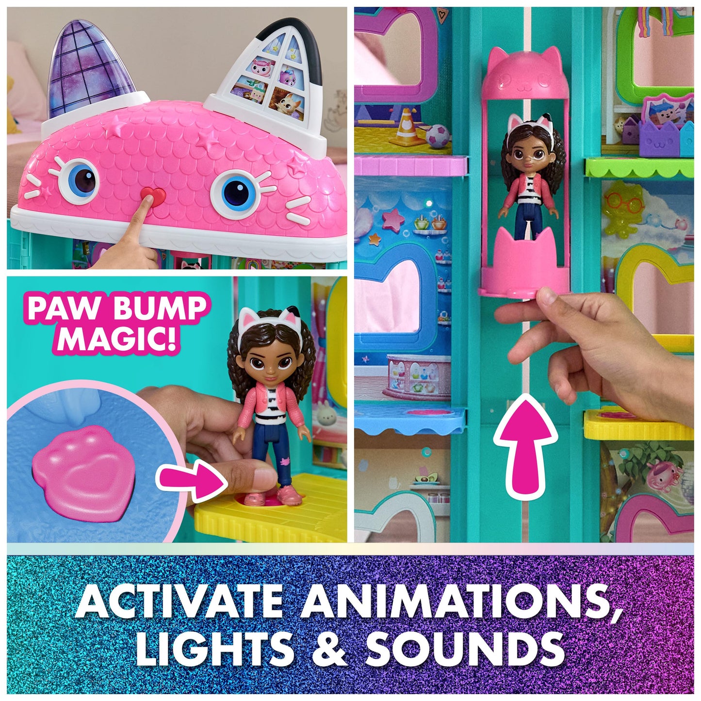 DreamWorks Gabby’s Dollhouse: Movie-Style Interactive Cat Dollhouse with 7 Rooms & LCD Eyes