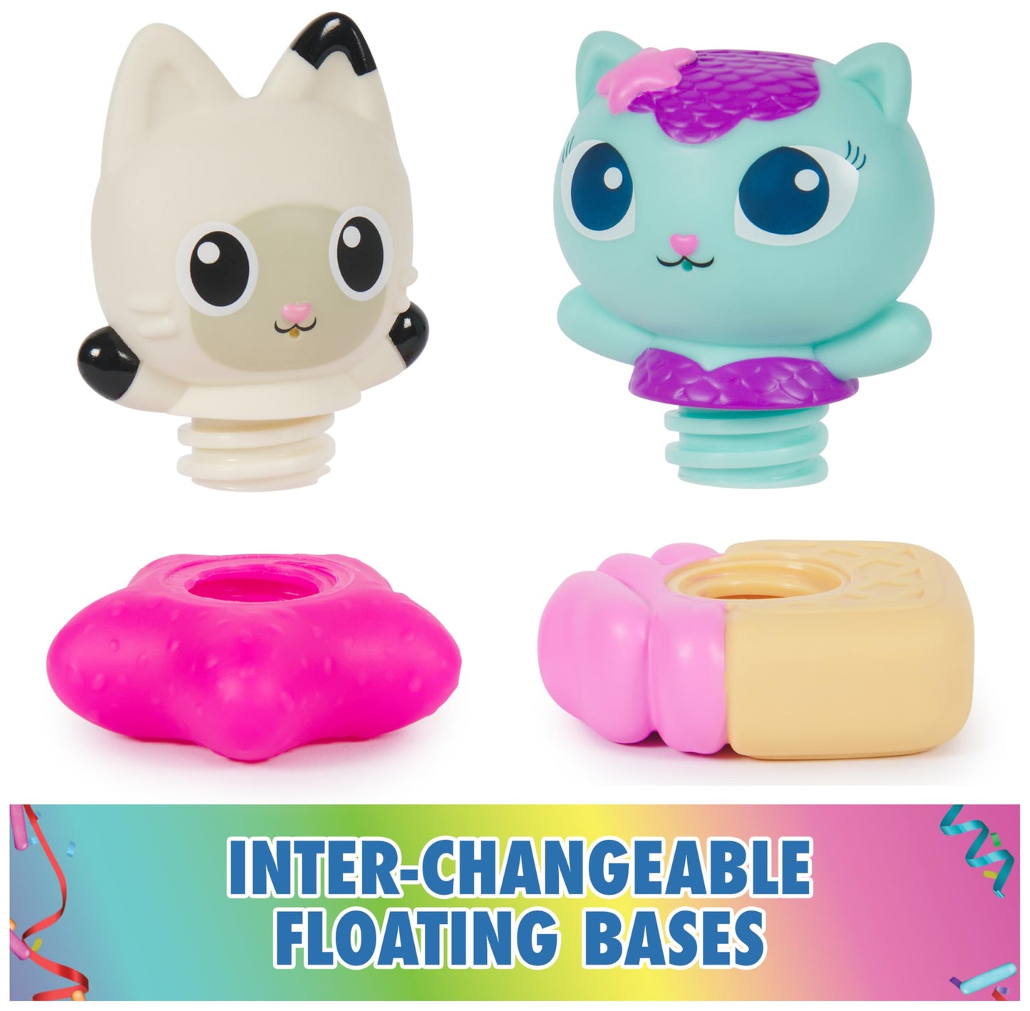 DREAMWORKS GABBY'S DOLLHOUSE Gabby Cat Bath Squirters: Mercat & Pandy Paws Floating Bath Toys (Ages 3+)