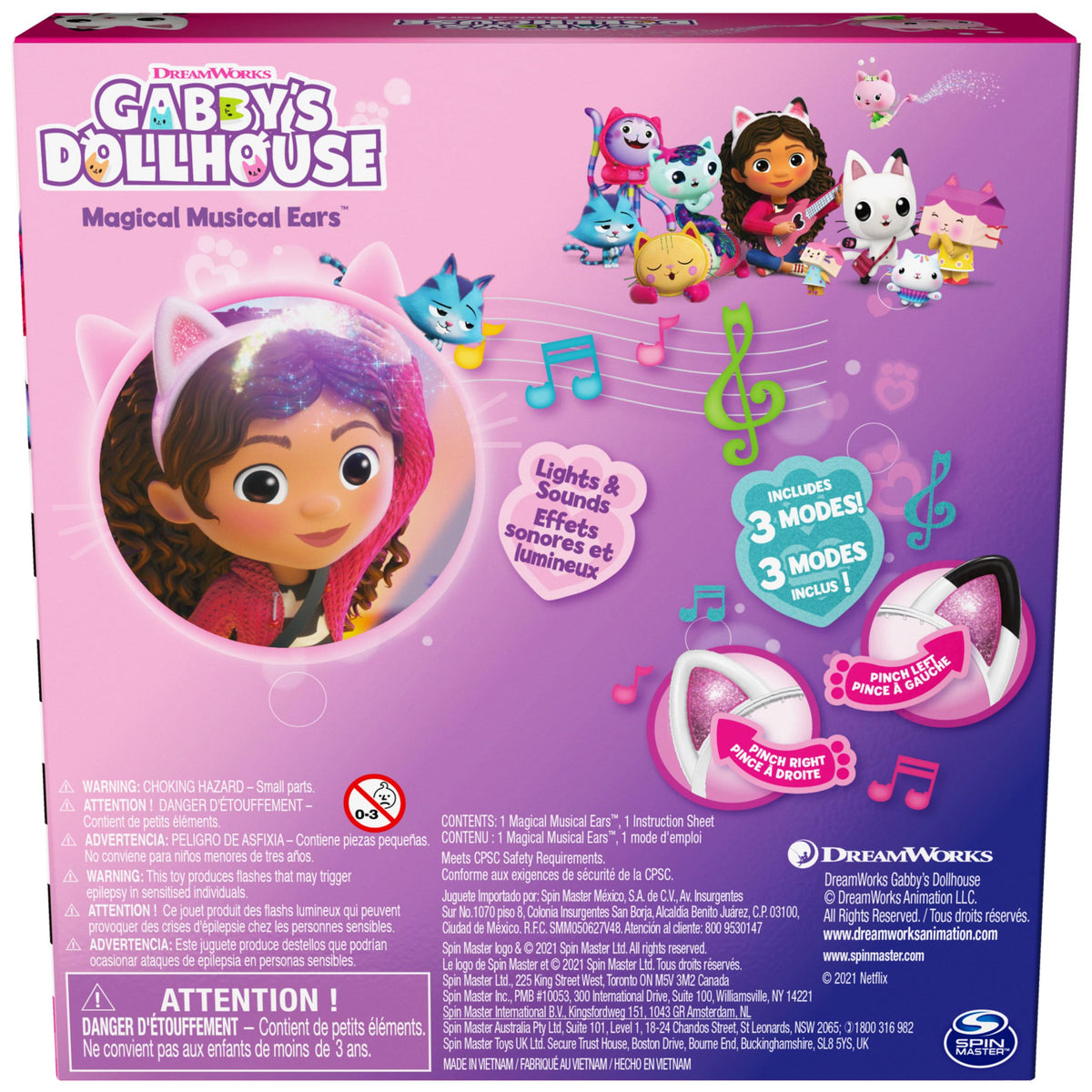 Gabby's Dollhouse Magical Musical Cat Ears: Lights, 10+ Sounds & Phrases, Kids Costume Accessory