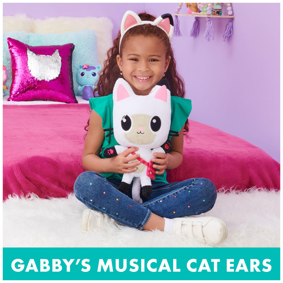 Gabby's Dollhouse Magical Musical Cat Ears: Lights, 10+ Sounds & Phrases, Kids Costume Accessory