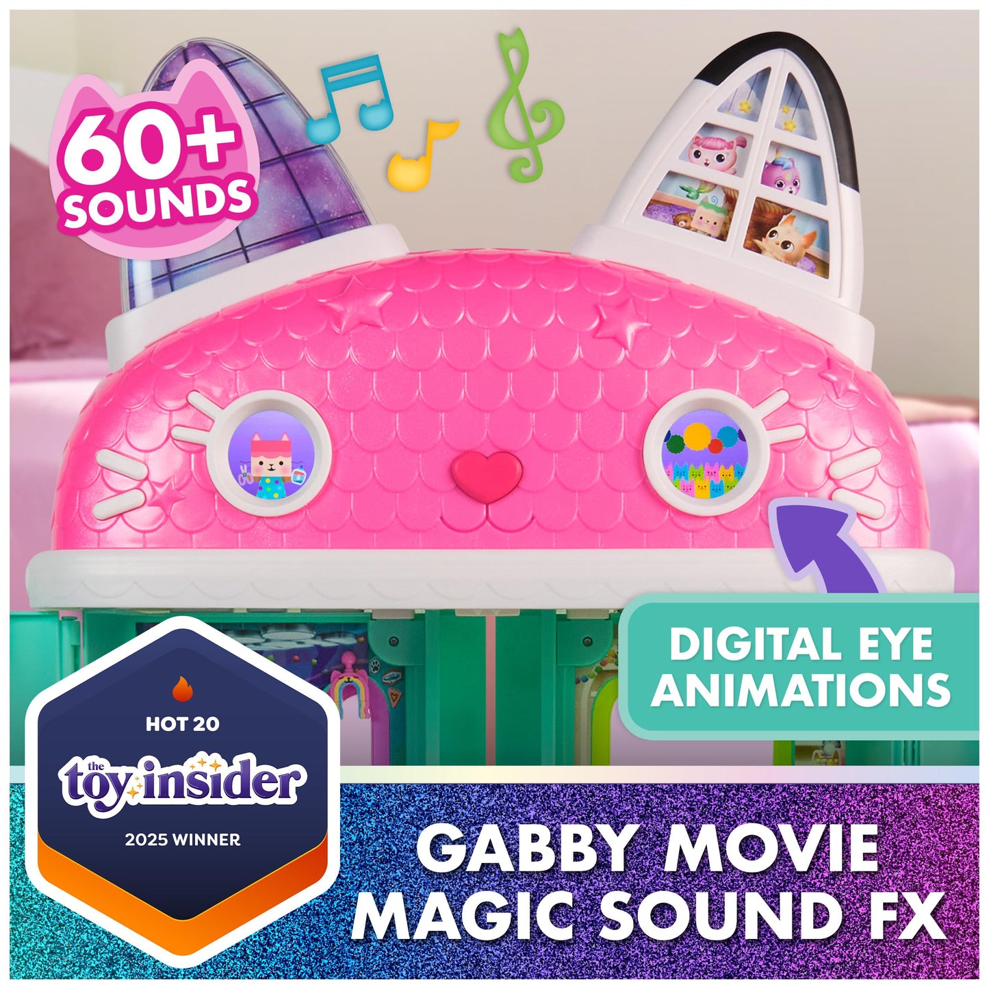 DreamWorks Gabby’s Dollhouse: Movie-Style Interactive Cat Dollhouse with 7 Rooms & LCD Eyes