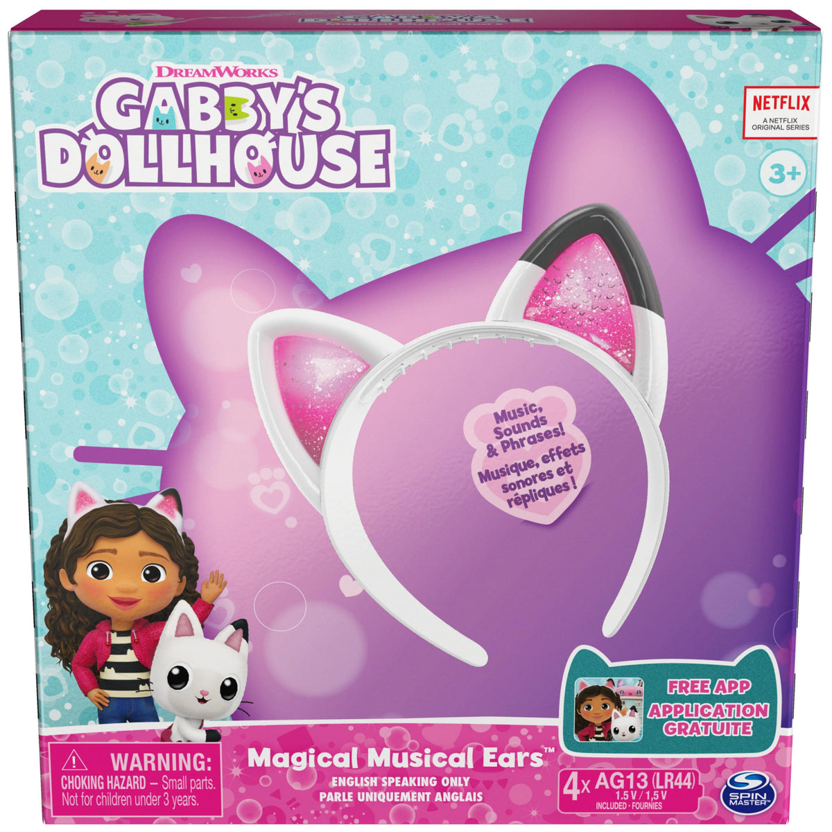 Gabby's Dollhouse Magical Musical Cat Ears: Lights, 10+ Sounds & Phrases, Kids Costume Accessory