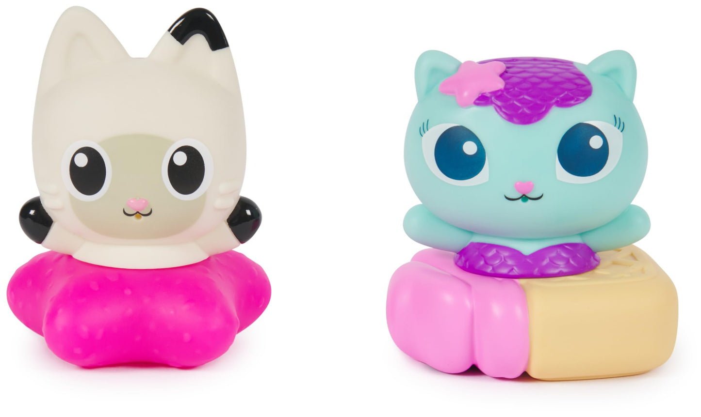 DREAMWORKS GABBY'S DOLLHOUSE Gabby Cat Bath Squirters: Mercat & Pandy Paws Floating Bath Toys (Ages 3+)