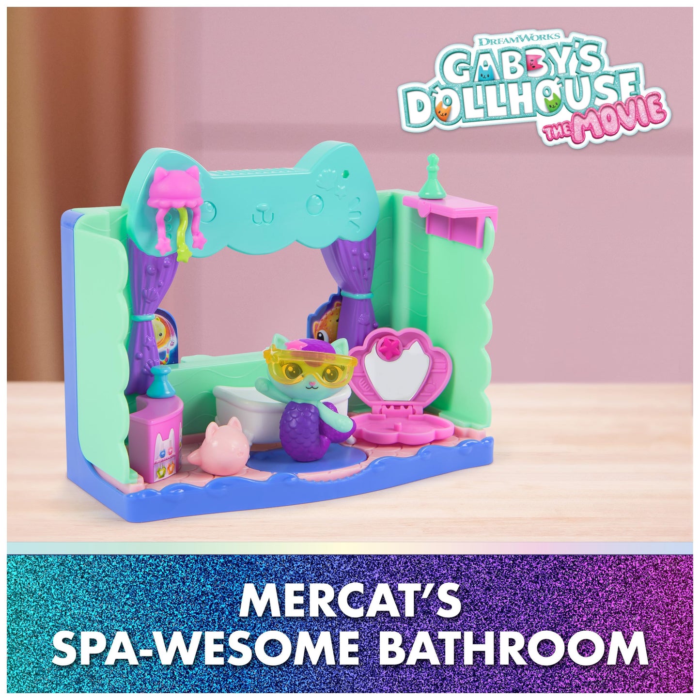 Gabby's Dollhouse: MerCat's Spa-wesome Bathroom Playset – 10-Piece Figure & Accessories