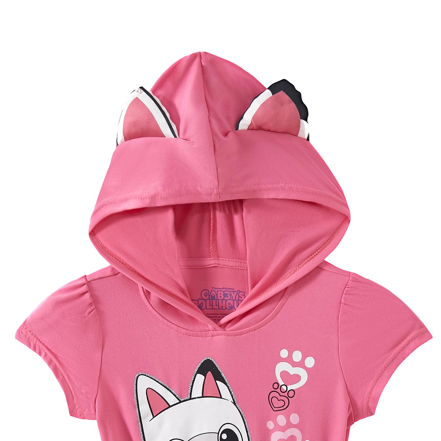 DreamWorks Gabby’s Dollhouse Hooded Tulle Dress with Ears – Pandy Paws Pink (Toddler to Big Kids)