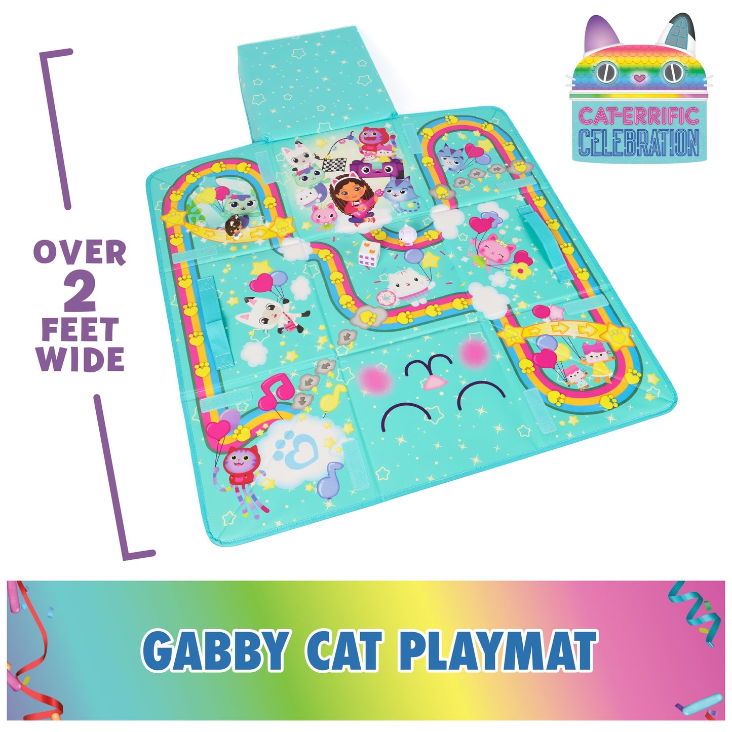 DreamWorks Gabby’s Dollhouse Gabby Cat Playmat – 2 Figures, Board Game & Storage Box