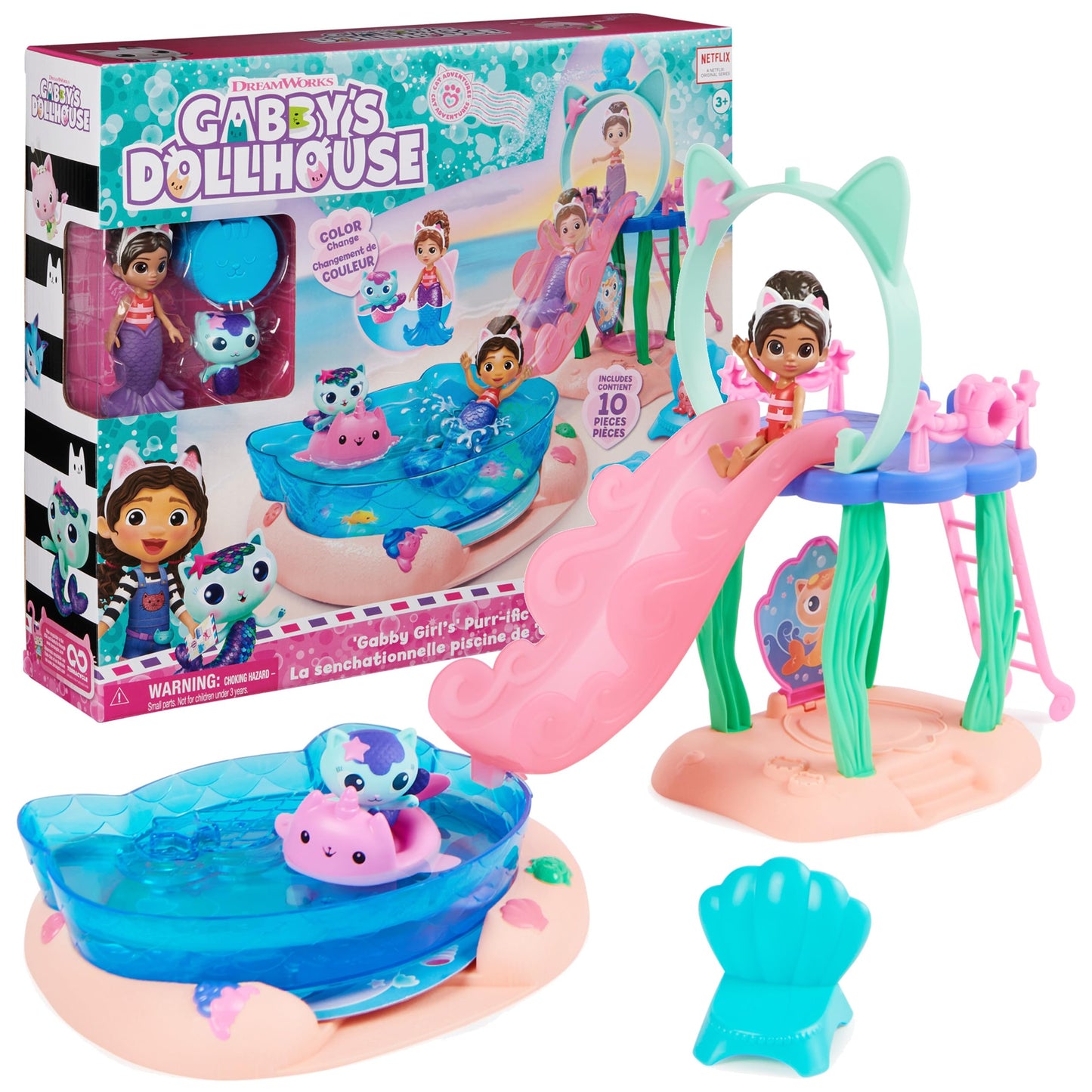 Spin Master Gabby’s Dollhouse Purr-ific Pool Playset with Gabby & MerCat