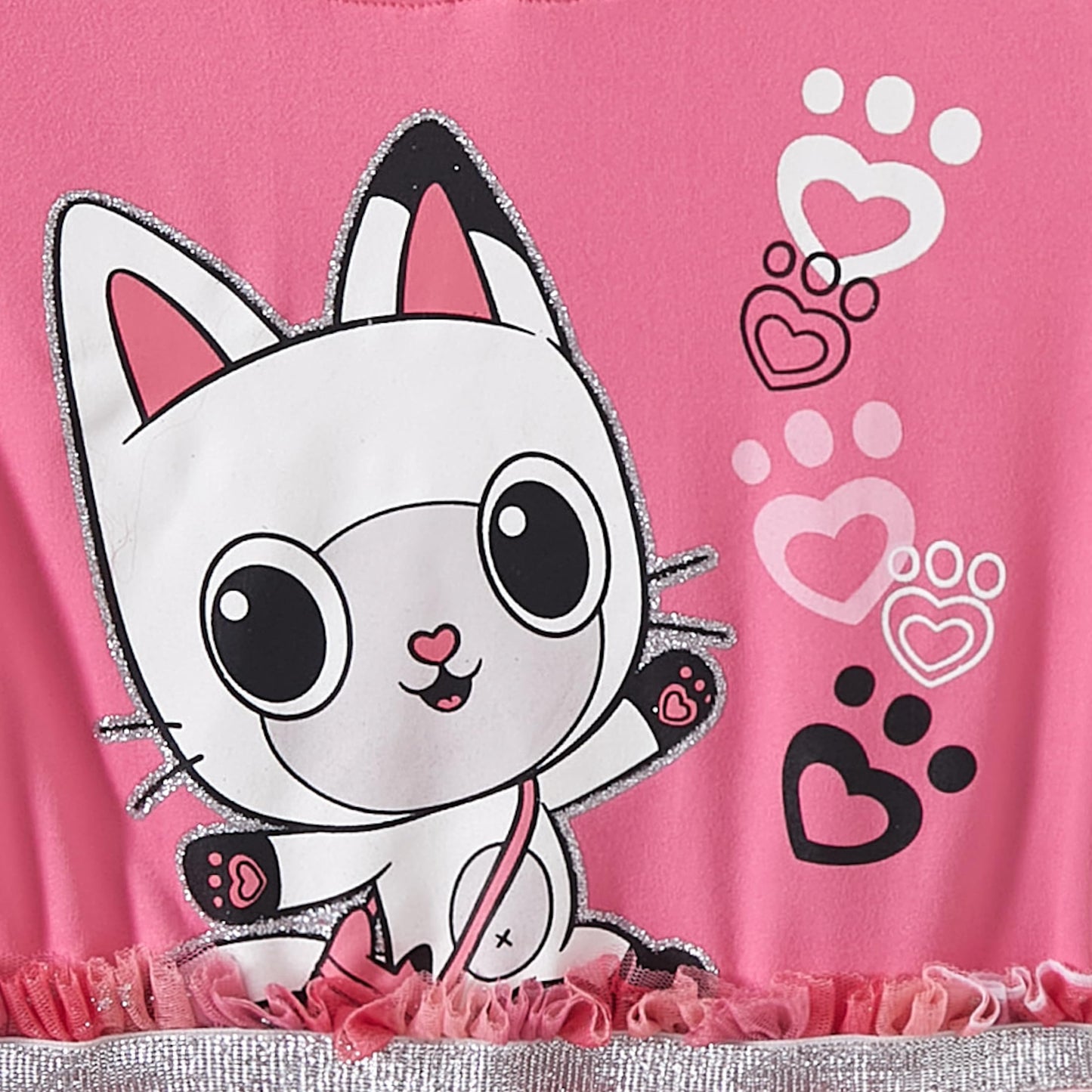 DreamWorks Gabby’s Dollhouse Hooded Tulle Dress with Ears – Pandy Paws Pink (Toddler to Big Kids)