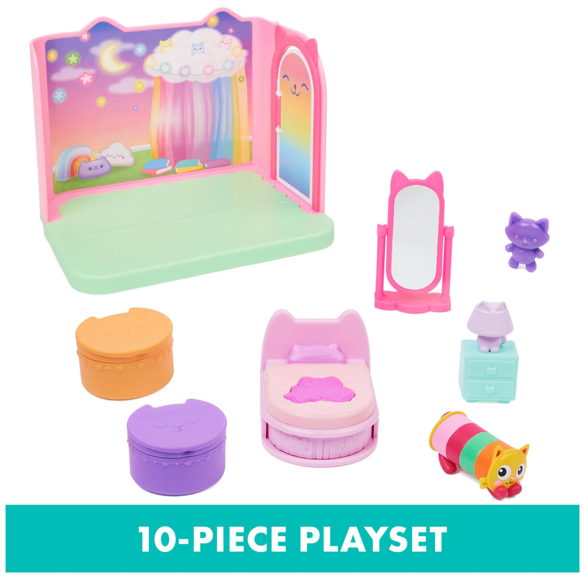 Gabby’s Dollhouse Sweet Dreams Bedroom – Pillow Cat Figure & Accessories | DreamWorks Gabby’s Dollhouse