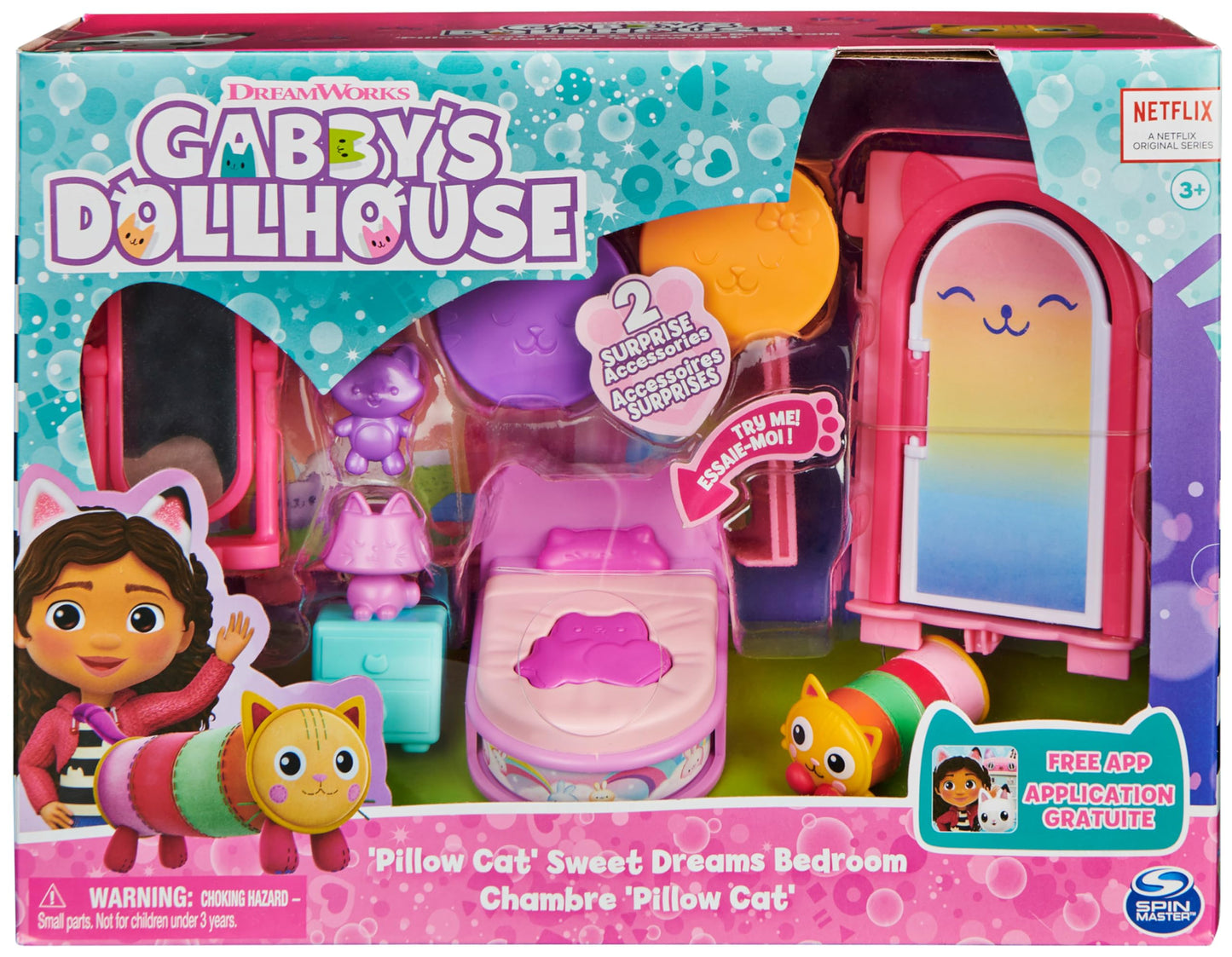 Gabby’s Dollhouse Sweet Dreams Bedroom – Pillow Cat Figure & Accessories | DreamWorks Gabby’s Dollhouse